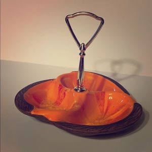 Vtg MCM Sequoia Pottery snack dish USA 618